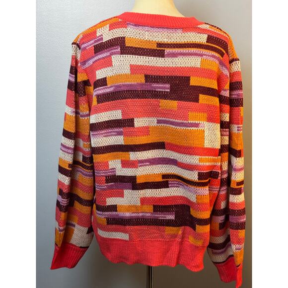 Andree by Unit Geometric Rectabgle Colorful Scoopneck Sweater Large - Picture 2 of 7